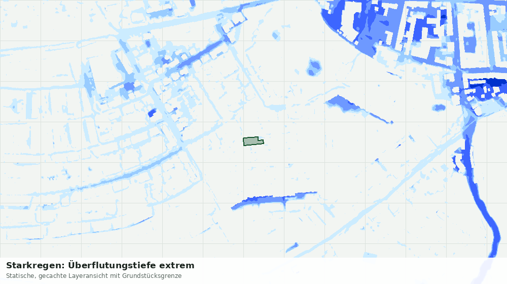 Statische Kartenansicht: Starkregen: Überflutungstiefe extrem