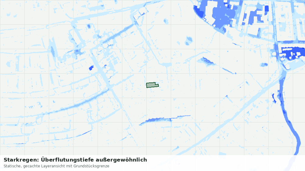 Statische Kartenansicht: Starkregen: Überflutungstiefe außergewöhnlich