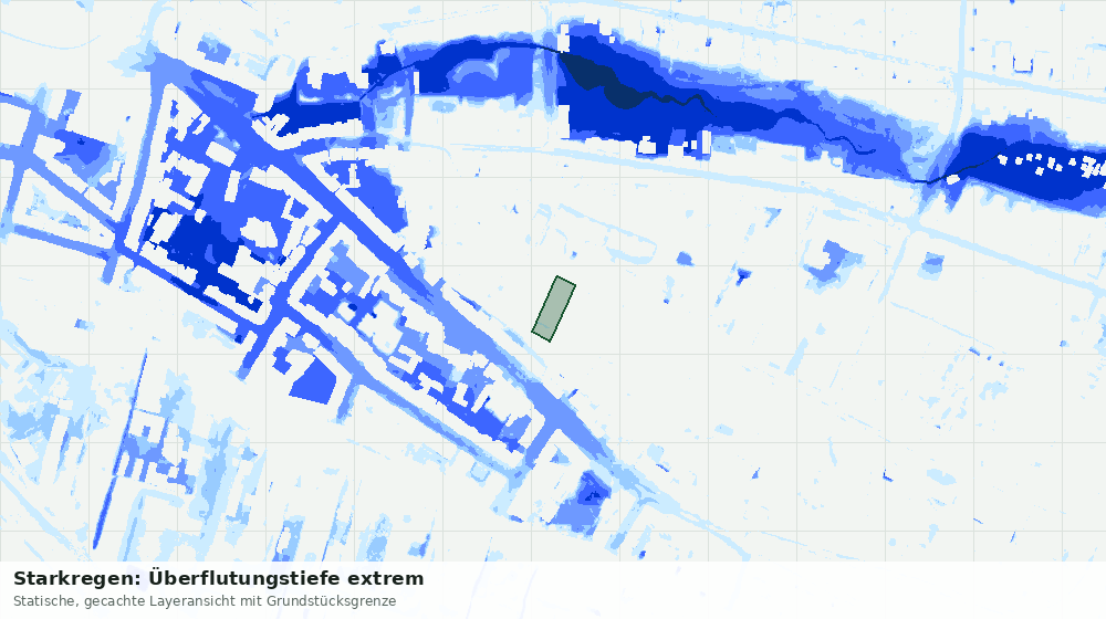 Statische Kartenansicht: Starkregen: Überflutungstiefe extrem