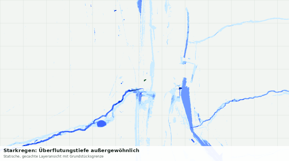 Statische Kartenansicht: Starkregen: Überflutungstiefe außergewöhnlich