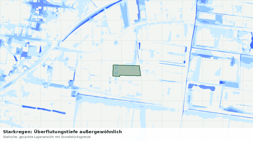 Statische Kartenansicht: Starkregen: Überflutungstiefe außergewöhnlich