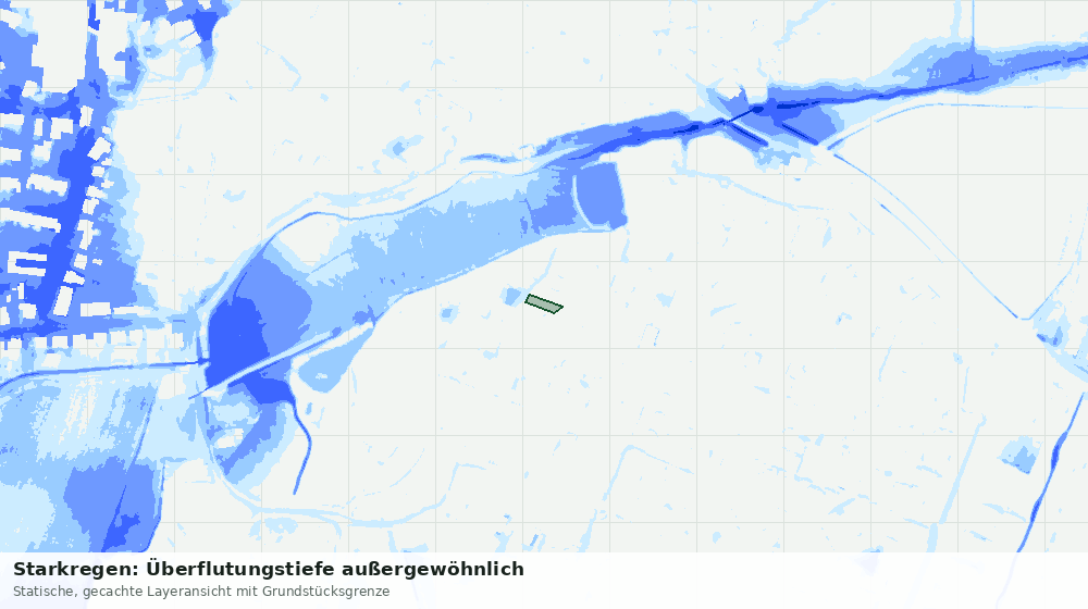 Statische Kartenansicht: Starkregen: Überflutungstiefe außergewöhnlich