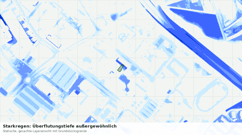 Statische Kartenansicht: Starkregen: Überflutungstiefe außergewöhnlich