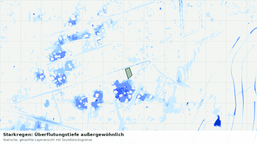 Statische Kartenansicht: Starkregen: Überflutungstiefe außergewöhnlich