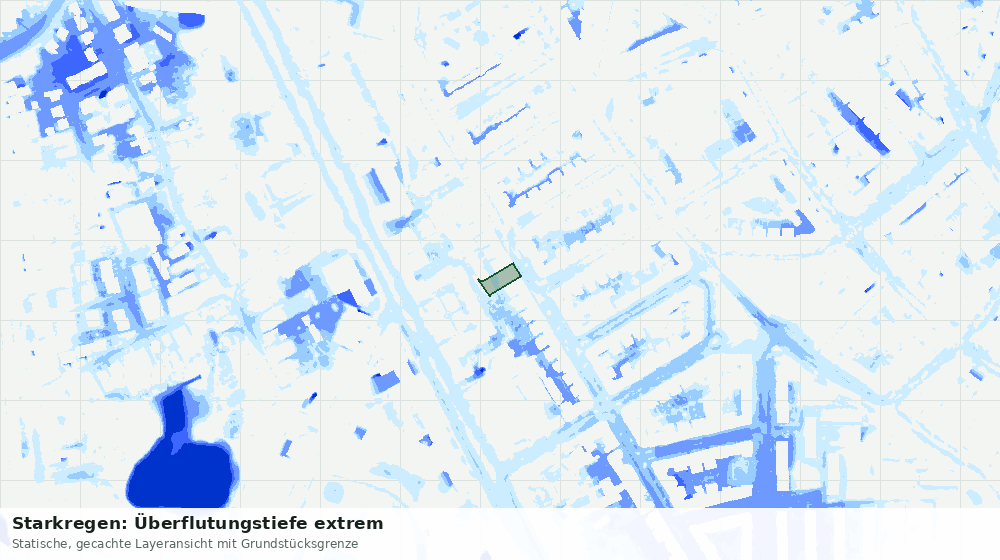 Statische Kartenansicht: Starkregen: Überflutungstiefe extrem