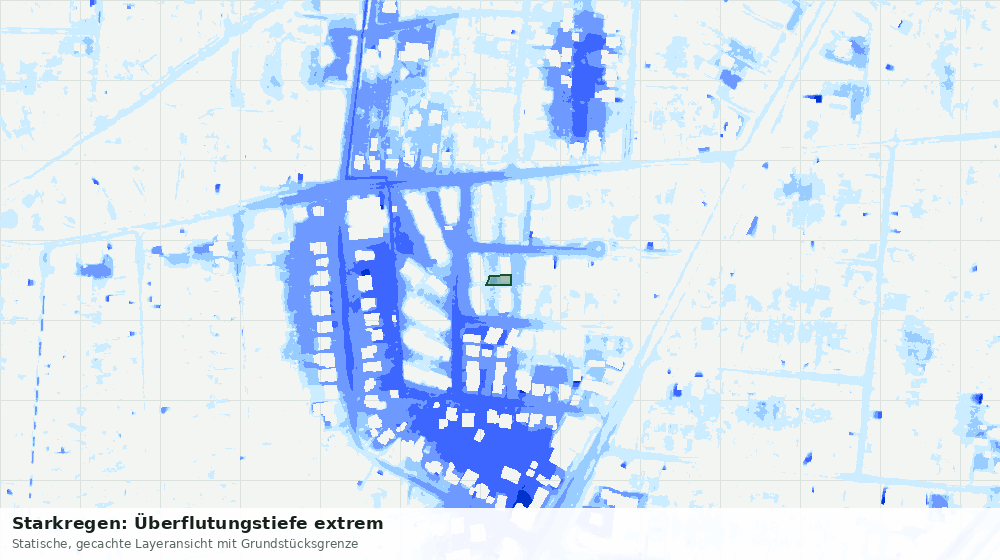 Statische Kartenansicht: Starkregen: Überflutungstiefe extrem