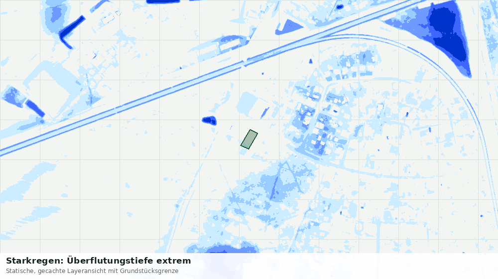 Statische Kartenansicht: Starkregen: Überflutungstiefe extrem