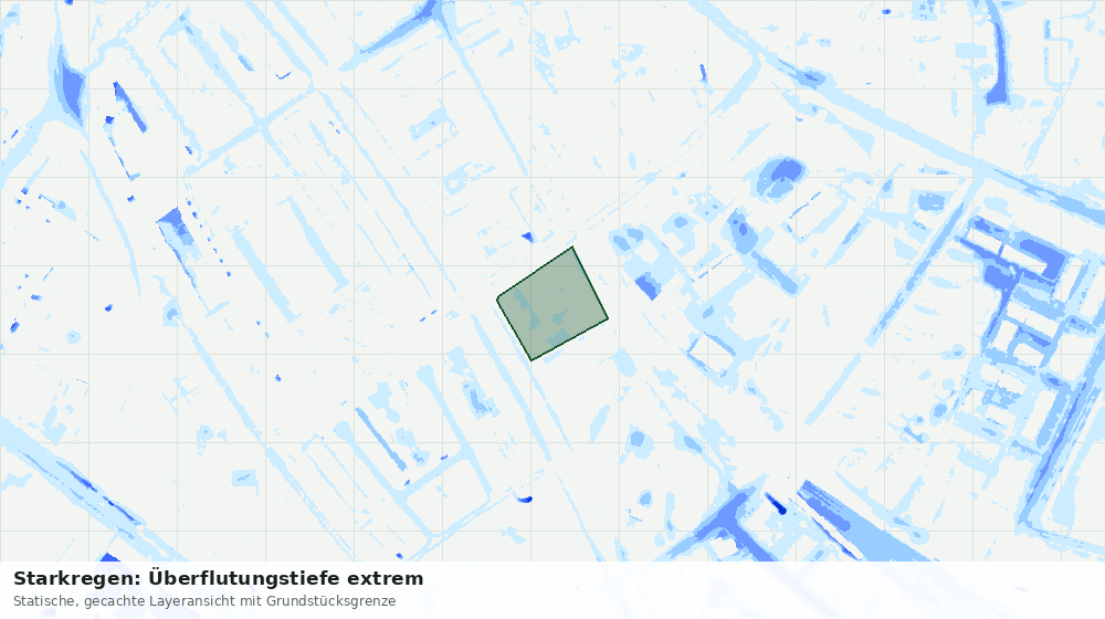 Statische Kartenansicht: Starkregen: Überflutungstiefe extrem