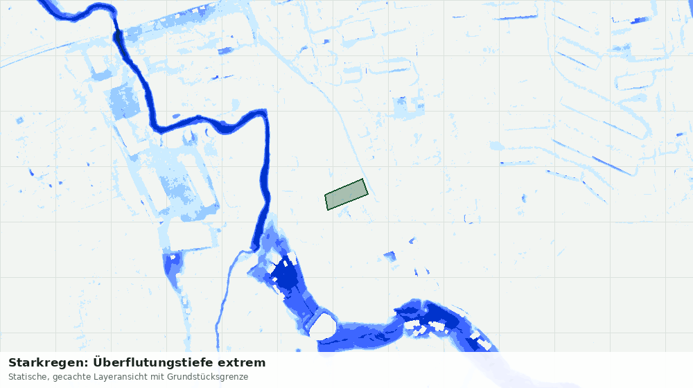 Statische Kartenansicht: Starkregen: Überflutungstiefe extrem