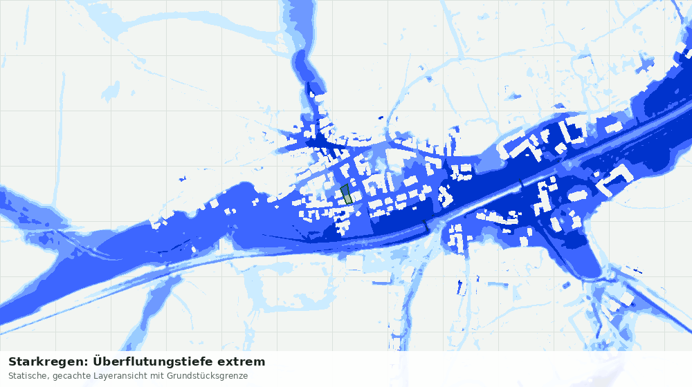 Statische Kartenansicht: Starkregen: Überflutungstiefe extrem