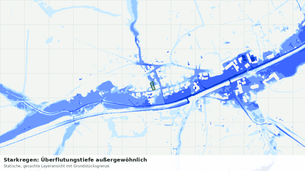 Statische Kartenansicht: Starkregen: Überflutungstiefe außergewöhnlich