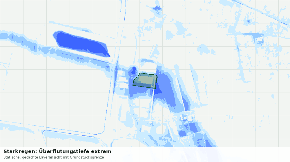 Statische Kartenansicht: Starkregen: Überflutungstiefe extrem