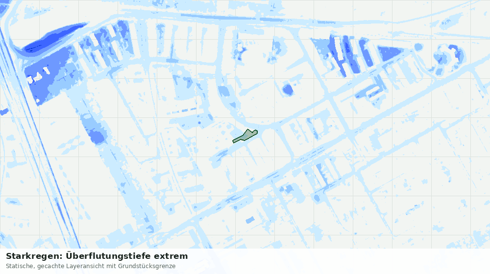 Statische Kartenansicht: Starkregen: Überflutungstiefe extrem