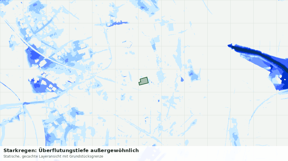 Statische Kartenansicht: Starkregen: Überflutungstiefe außergewöhnlich