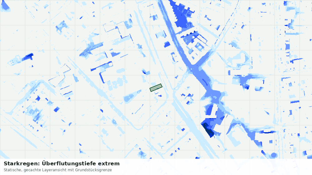 Statische Kartenansicht: Starkregen: Überflutungstiefe extrem