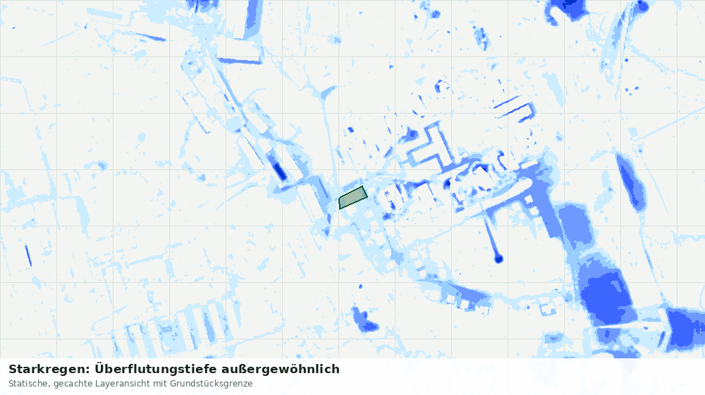 Statische Kartenansicht: Starkregen: Überflutungstiefe außergewöhnlich