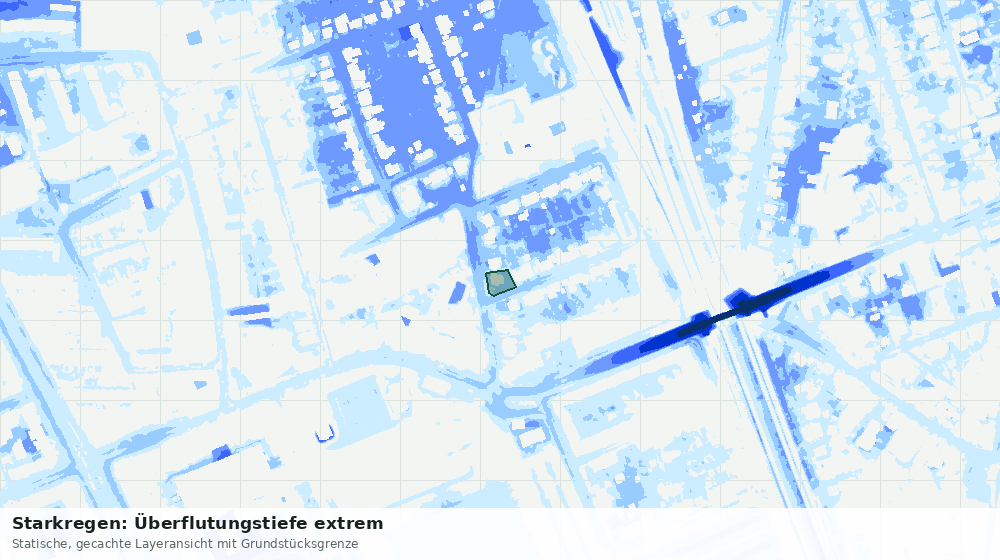 Statische Kartenansicht: Starkregen: Überflutungstiefe extrem