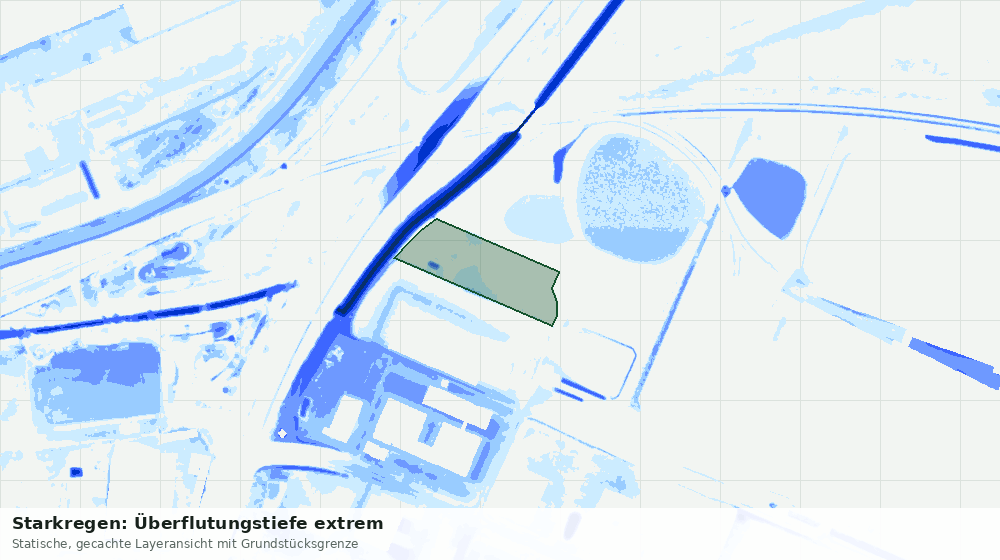 Statische Kartenansicht: Starkregen: Überflutungstiefe extrem