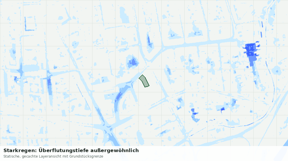 Statische Kartenansicht: Starkregen: Überflutungstiefe außergewöhnlich