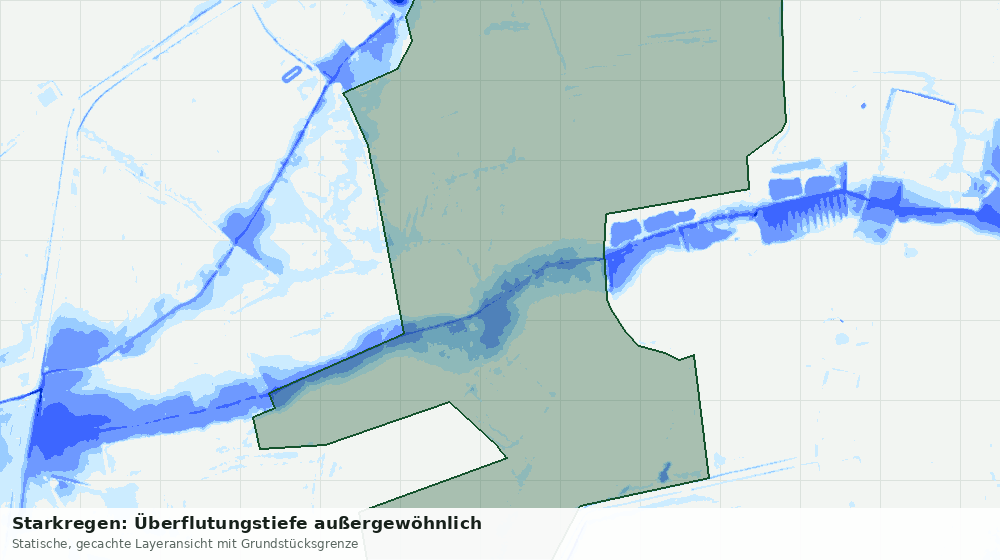 Statische Kartenansicht: Starkregen: Überflutungstiefe außergewöhnlich