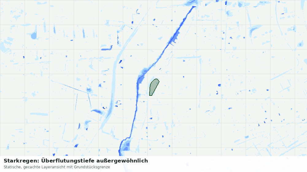 Statische Kartenansicht: Starkregen: Überflutungstiefe außergewöhnlich