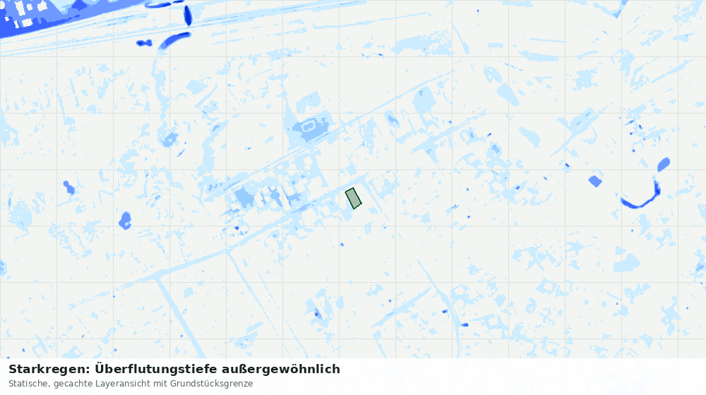 Statische Kartenansicht: Starkregen: Überflutungstiefe außergewöhnlich