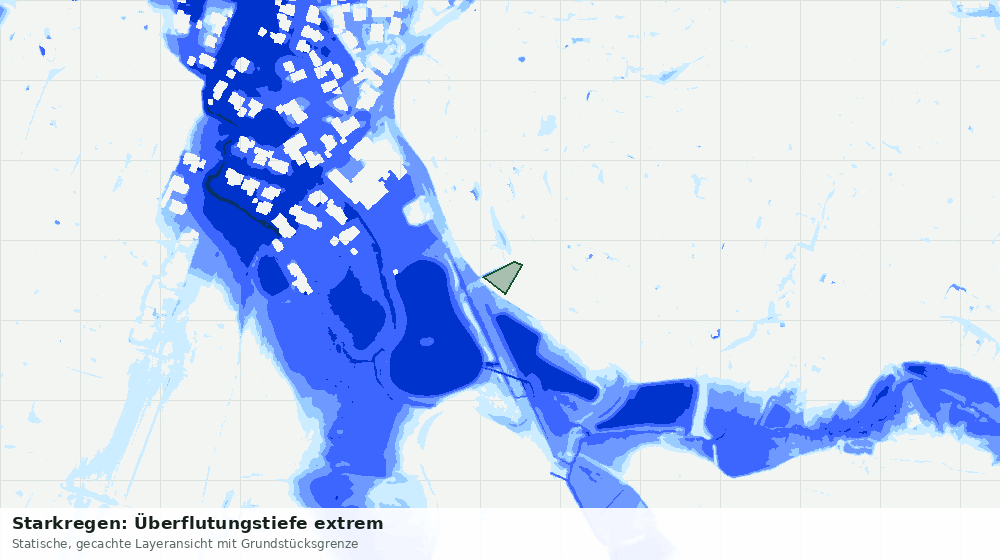 Statische Kartenansicht: Starkregen: Überflutungstiefe extrem