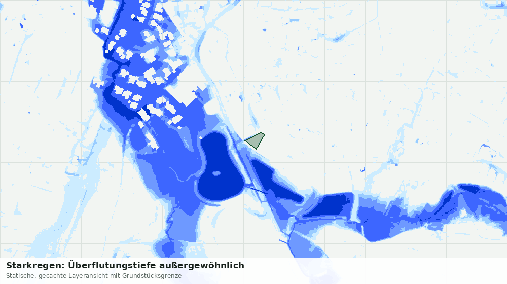 Statische Kartenansicht: Starkregen: Überflutungstiefe außergewöhnlich