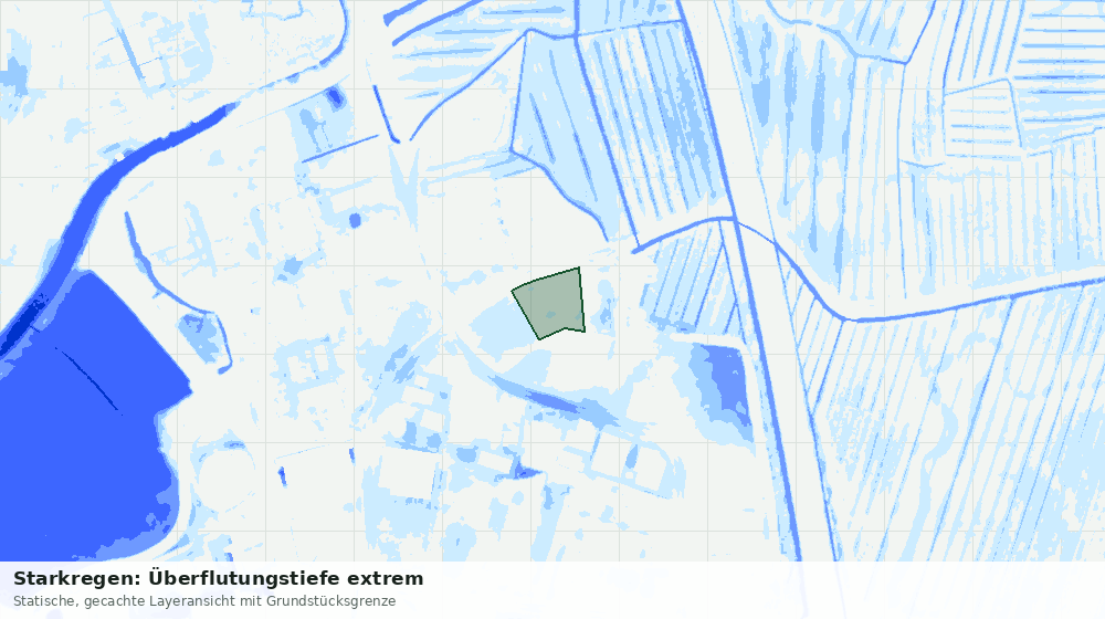 Statische Kartenansicht: Starkregen: Überflutungstiefe extrem