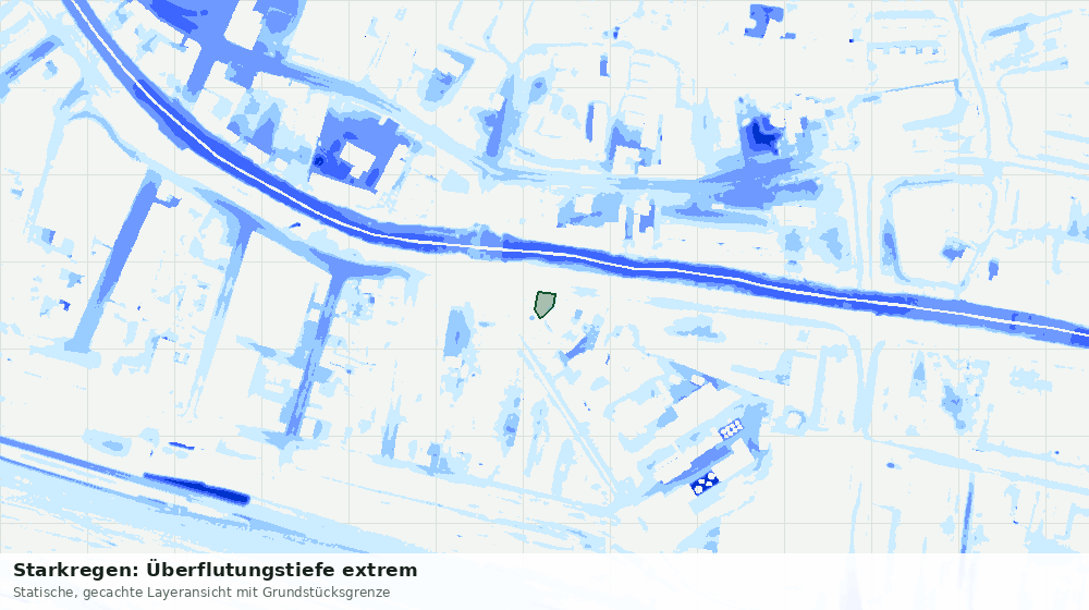 Statische Kartenansicht: Starkregen: Überflutungstiefe extrem
