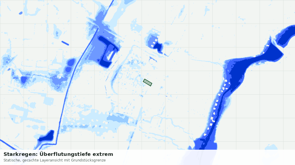 Statische Kartenansicht: Starkregen: Überflutungstiefe extrem