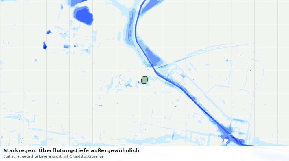 Statische Kartenansicht: Starkregen: Überflutungstiefe außergewöhnlich