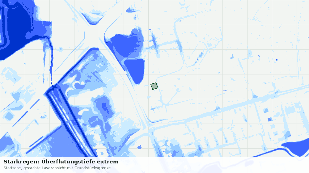 Statische Kartenansicht: Starkregen: Überflutungstiefe extrem