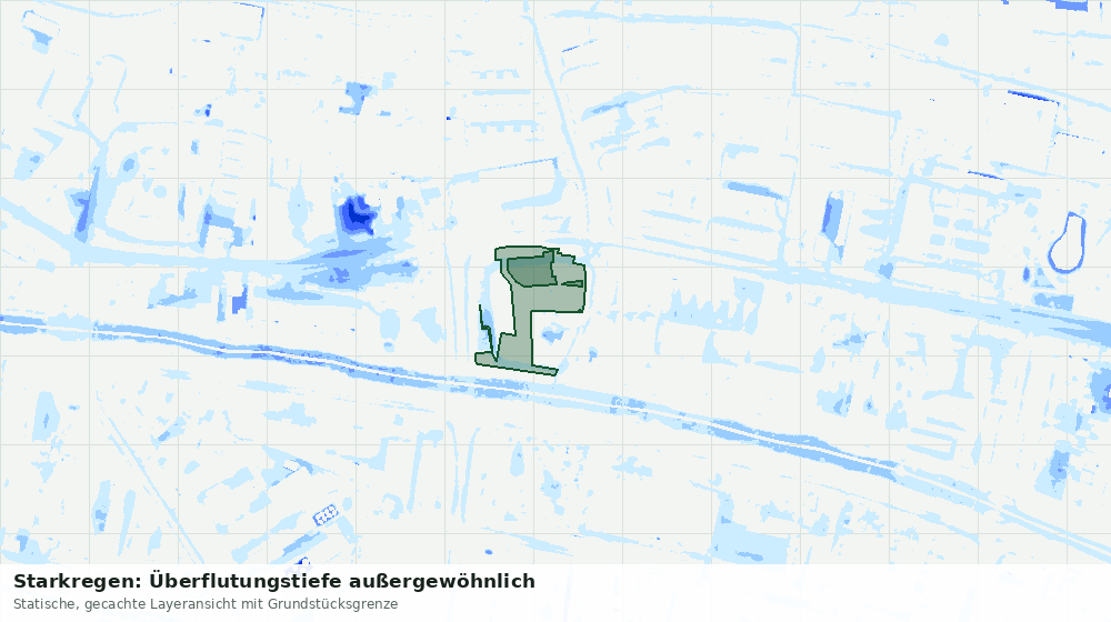 Statische Kartenansicht: Starkregen: Überflutungstiefe außergewöhnlich