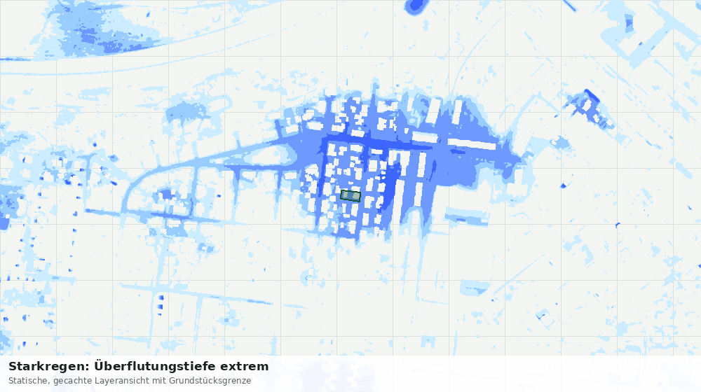 Statische Kartenansicht: Starkregen: Überflutungstiefe extrem