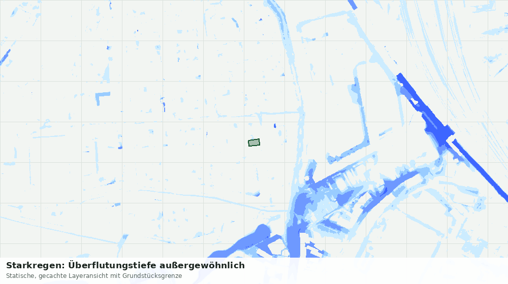 Statische Kartenansicht: Starkregen: Überflutungstiefe außergewöhnlich