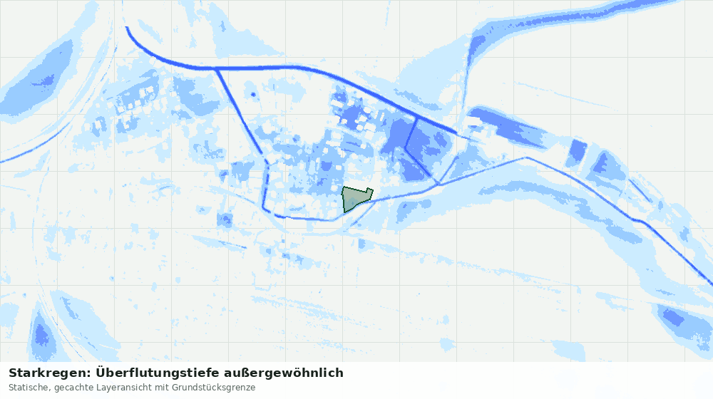 Statische Kartenansicht: Starkregen: Überflutungstiefe außergewöhnlich