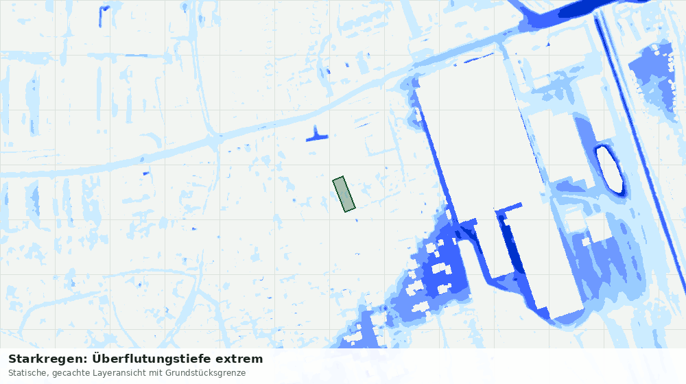 Statische Kartenansicht: Starkregen: Überflutungstiefe extrem