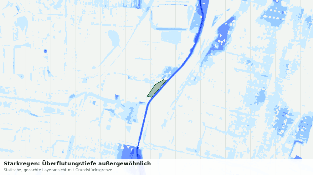Statische Kartenansicht: Starkregen: Überflutungstiefe außergewöhnlich