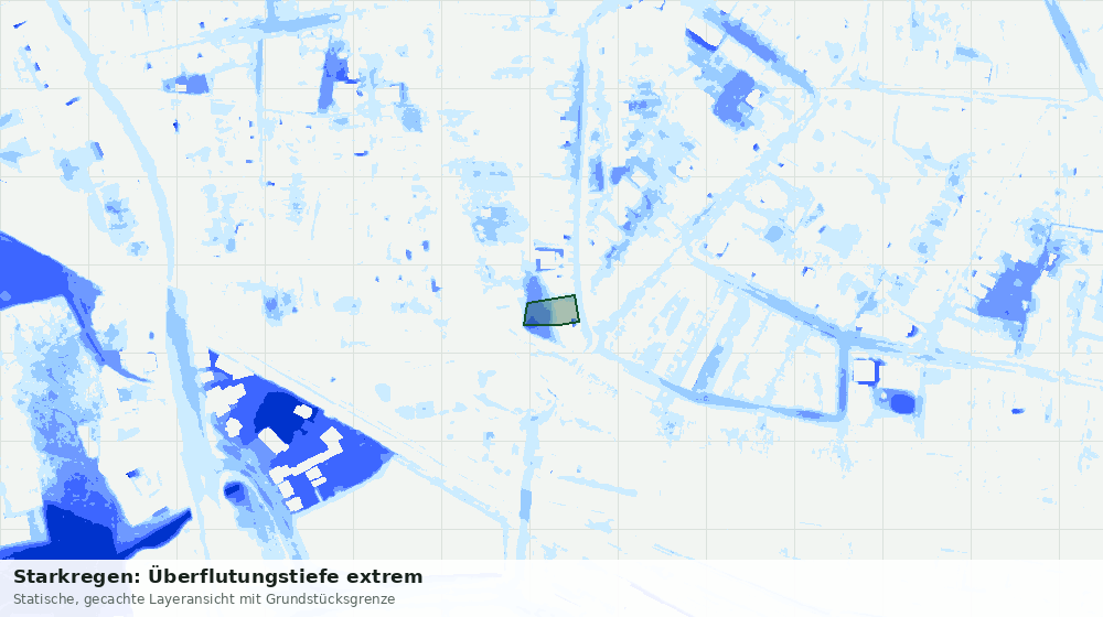 Statische Kartenansicht: Starkregen: Überflutungstiefe extrem