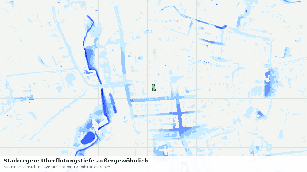 Statische Kartenansicht: Starkregen: Überflutungstiefe außergewöhnlich