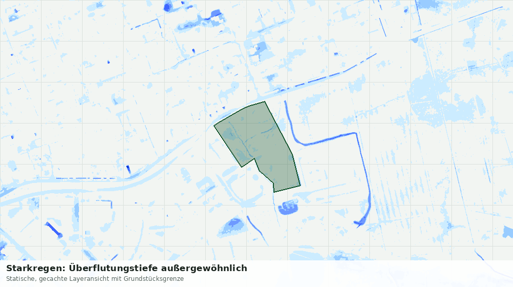 Statische Kartenansicht: Starkregen: Überflutungstiefe außergewöhnlich
