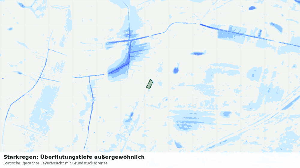Statische Kartenansicht: Starkregen: Überflutungstiefe außergewöhnlich