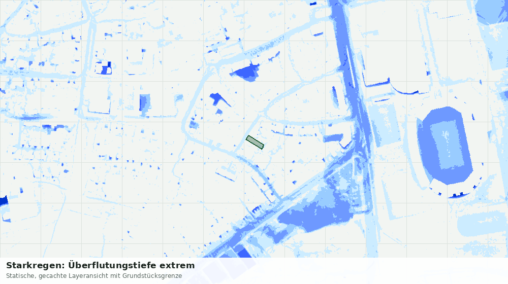 Statische Kartenansicht: Starkregen: Überflutungstiefe extrem