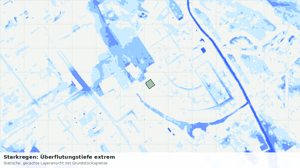 Statische Kartenansicht: Starkregen: Überflutungstiefe extrem