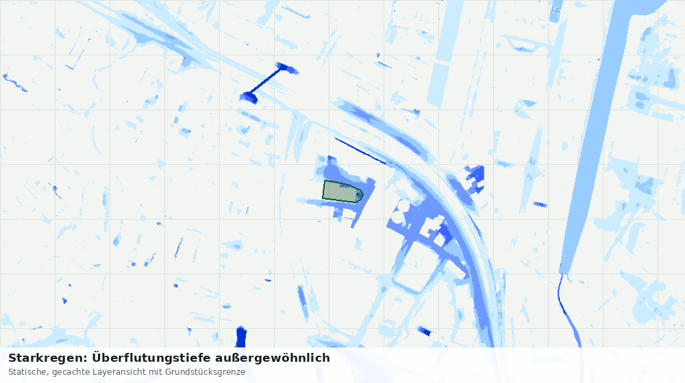 Statische Kartenansicht: Starkregen: Überflutungstiefe außergewöhnlich
