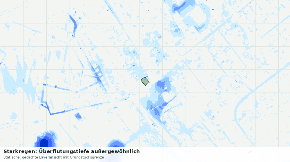 Statische Kartenansicht: Starkregen: Überflutungstiefe außergewöhnlich