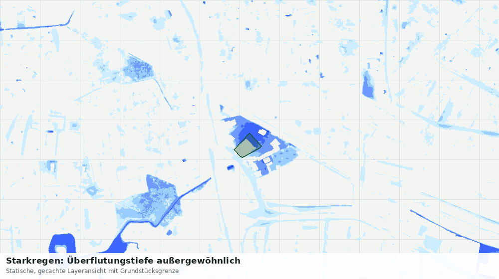 Statische Kartenansicht: Starkregen: Überflutungstiefe außergewöhnlich