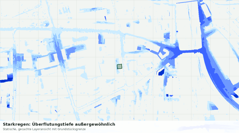 Statische Kartenansicht: Starkregen: Überflutungstiefe außergewöhnlich