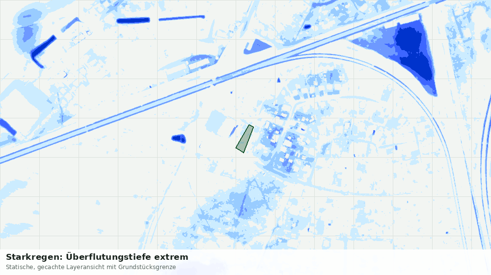 Statische Kartenansicht: Starkregen: Überflutungstiefe extrem